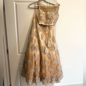 Kalki beige lengha with embellishments size small
